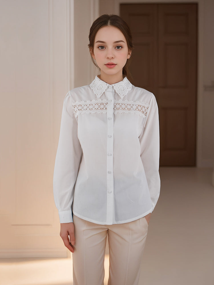 Women's hollow carved cotton shirt