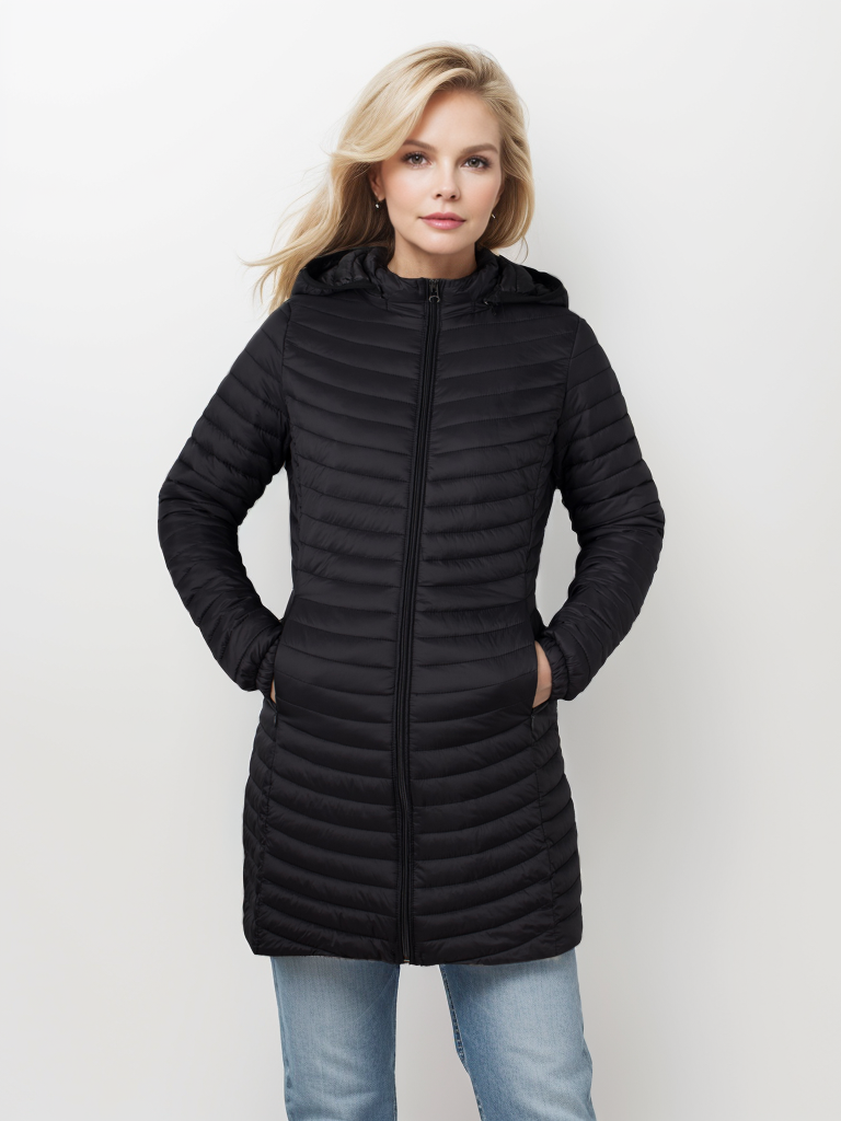 Women's long hooded cotton coat