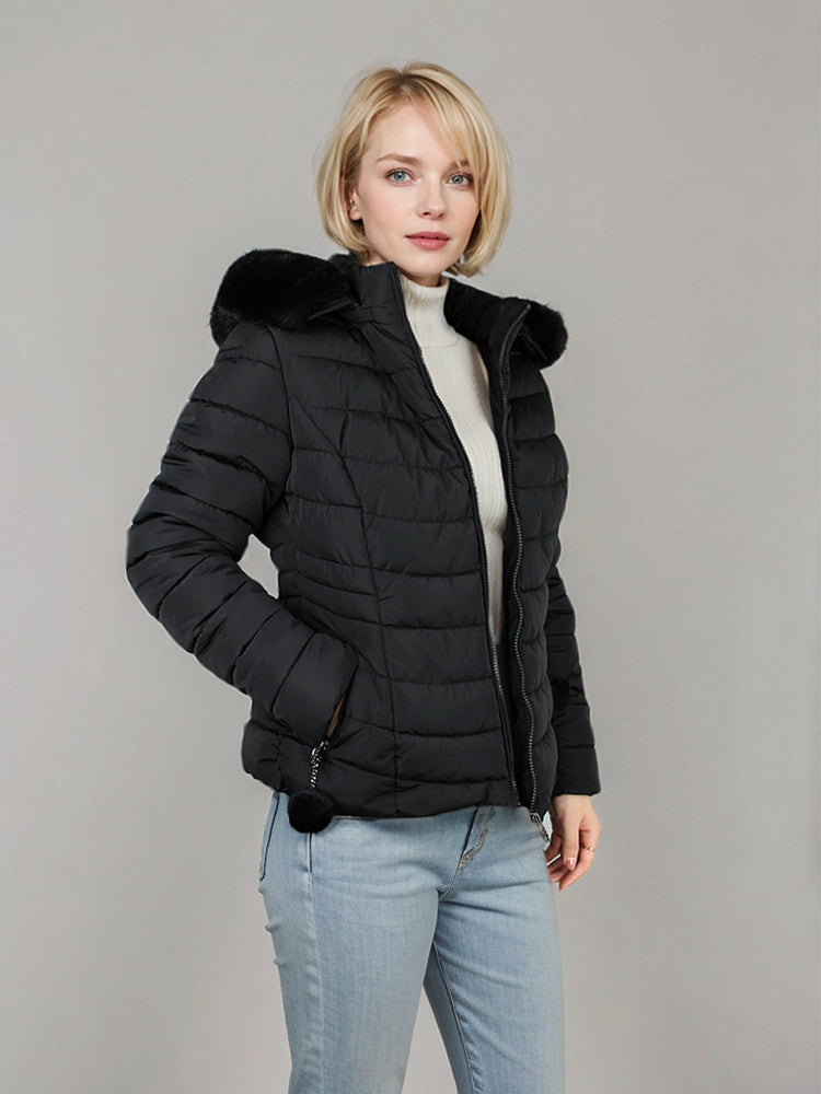 Women's stylish coat with detachable hood