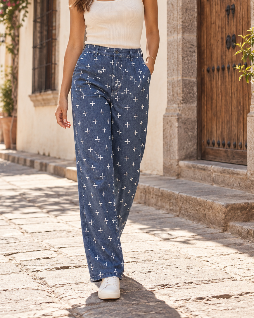 Polka Dot Wide-Leg Pants