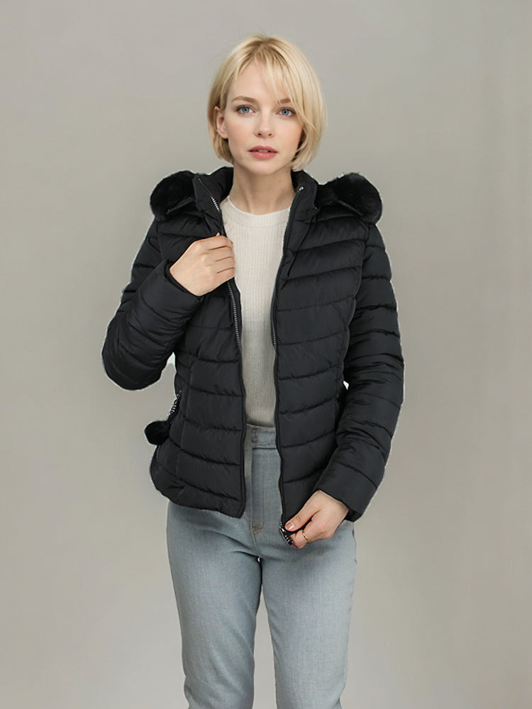 Women's stylish coat with detachable hood