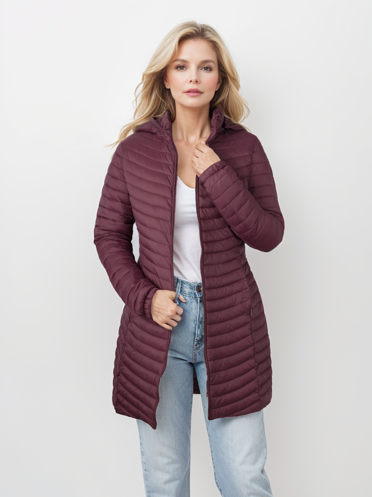 Women's long hooded cotton coat