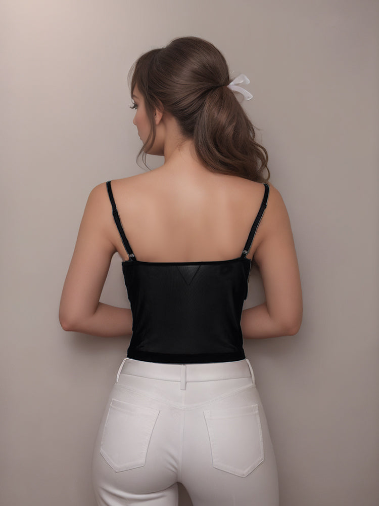 Women's knitted rhinestone camisole