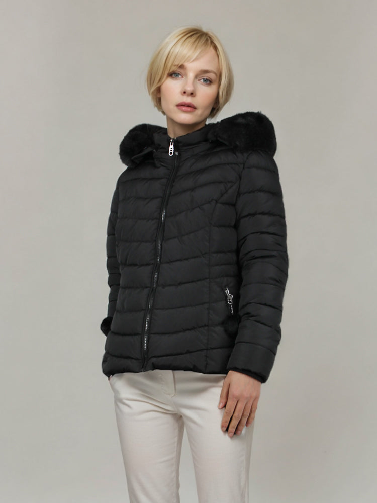 Women's stylish coat with detachable hood
